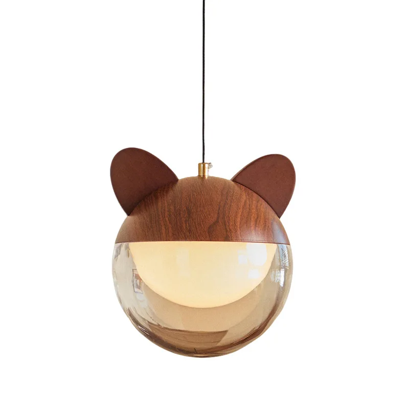 Забавная люстра в французском средневековом стиле с изображением кота, прикроватная круглая маленькая люстра для спальни, ваби, песчаный ветер, ретро, атмосфера из цельного дерева