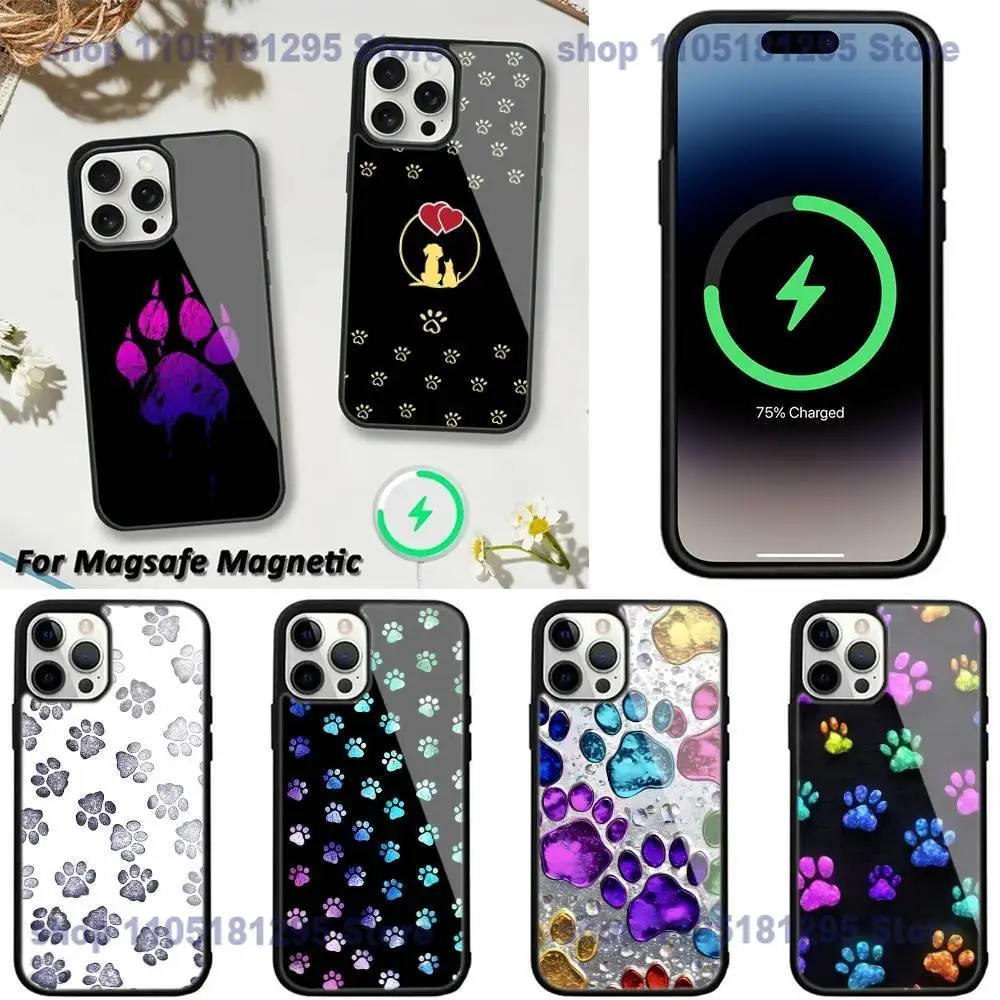 

Dog Footprints Puppy Paw Print Phone Case For iPhone 16,14,11,17,13,15,12,Air,Plus,Pro,Max,E,Mini Frosted for Magnetic Wireless