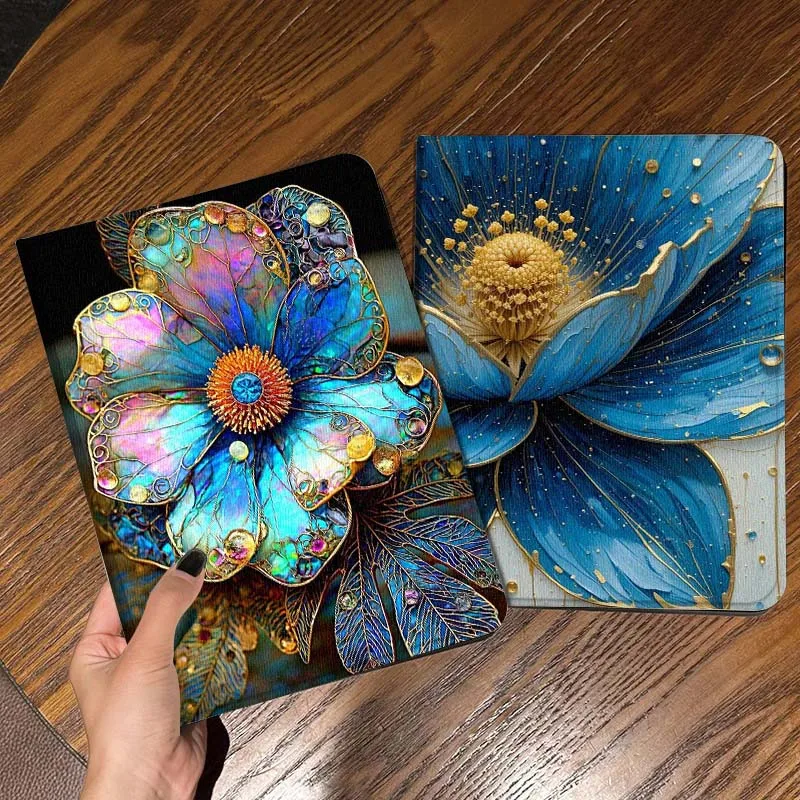 

Colorful Enamel Flower Brooch Tablet Case For Apple iPad Air Pro mini 1 2 3 4 5 6 7 8 9 11 M2 M3 M5 M4 5th 6th 7th 10th