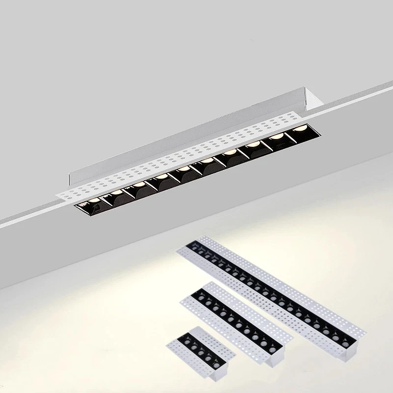 

Led Frameless RecessedMagnetic Downlight Modern Unvisible Long Strip 90Ra Indoor Ceiling Linear Grille Spot Lighting AC110/220V