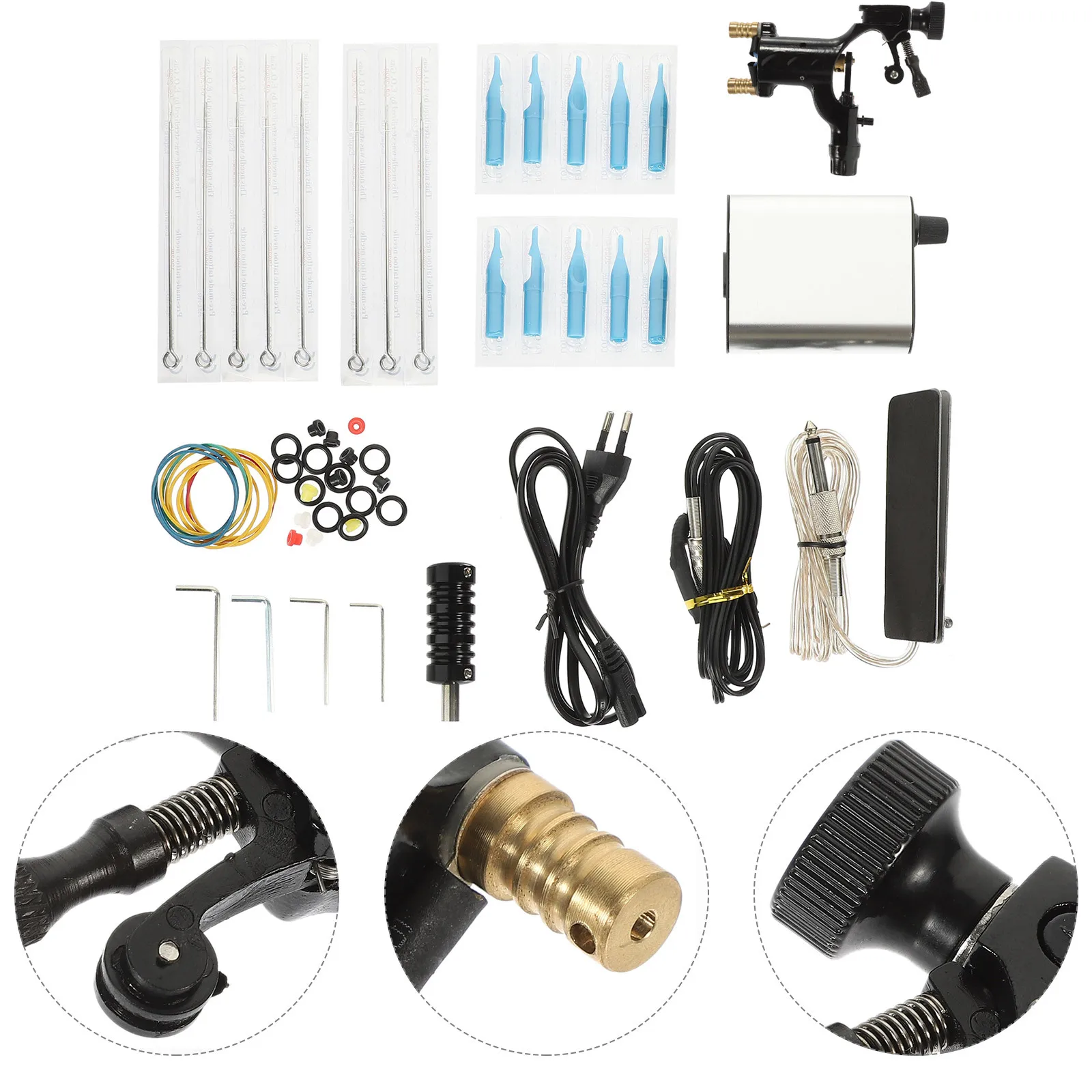 

1 Set Lightweight Rotary Tattoo Machine Kit Professional Tattoo Needles Stable Power Output Complete Tattooing Set For Artist
