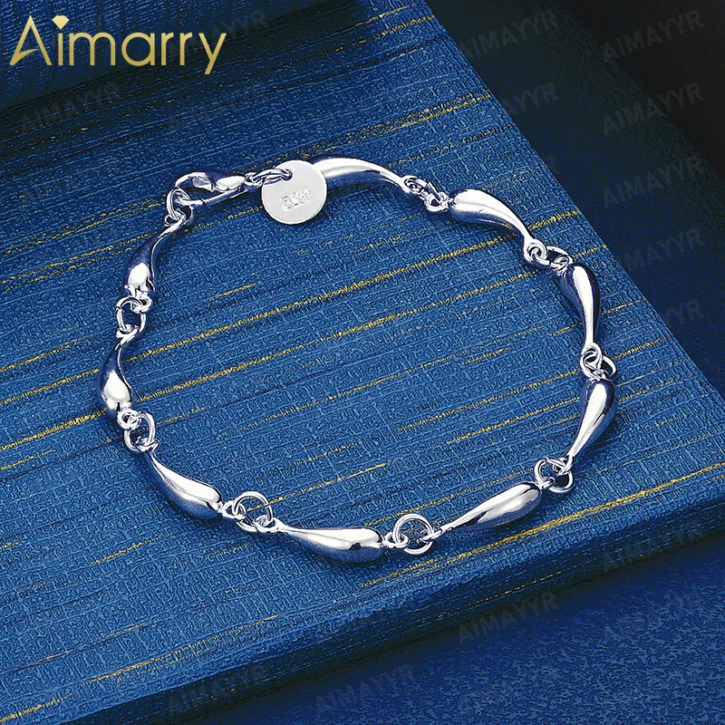 925 Sterling Silver Smooth Water Droplet Splicing Bracelet for Women's Parties and Banquets High-quality Gifts Fashion Jewelry