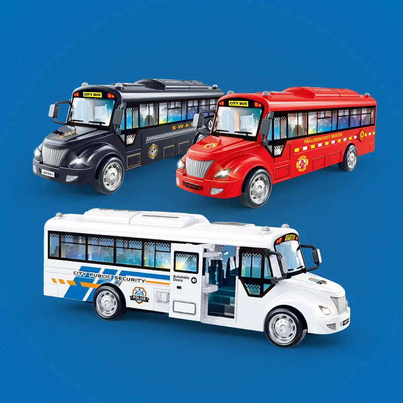 Bus Model Auto Licht En Geluid Voor Kinderen Speelgoed Kinderen Speelgoedauto 'S Miniatuur Spel Traagheid Wiel Jongens Verjaardagscadeau B200