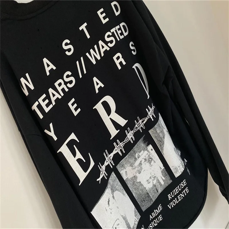 Vintage Black Big Logo ERD Long Sleeve T-shirt Autumn Winter Men Women Quality Oversized Round Neck T Shirt Streetwear Top Tee