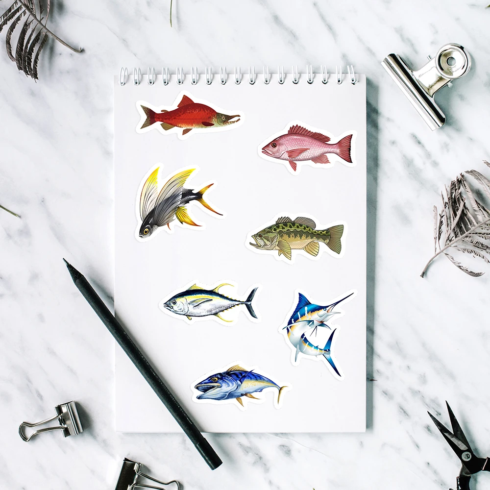 Cool Fish Artwork Stickers tuna fish Kids DIY Toy Gift Decorative Decal for Scrapbook Phone Luggage Bottles Waterproof