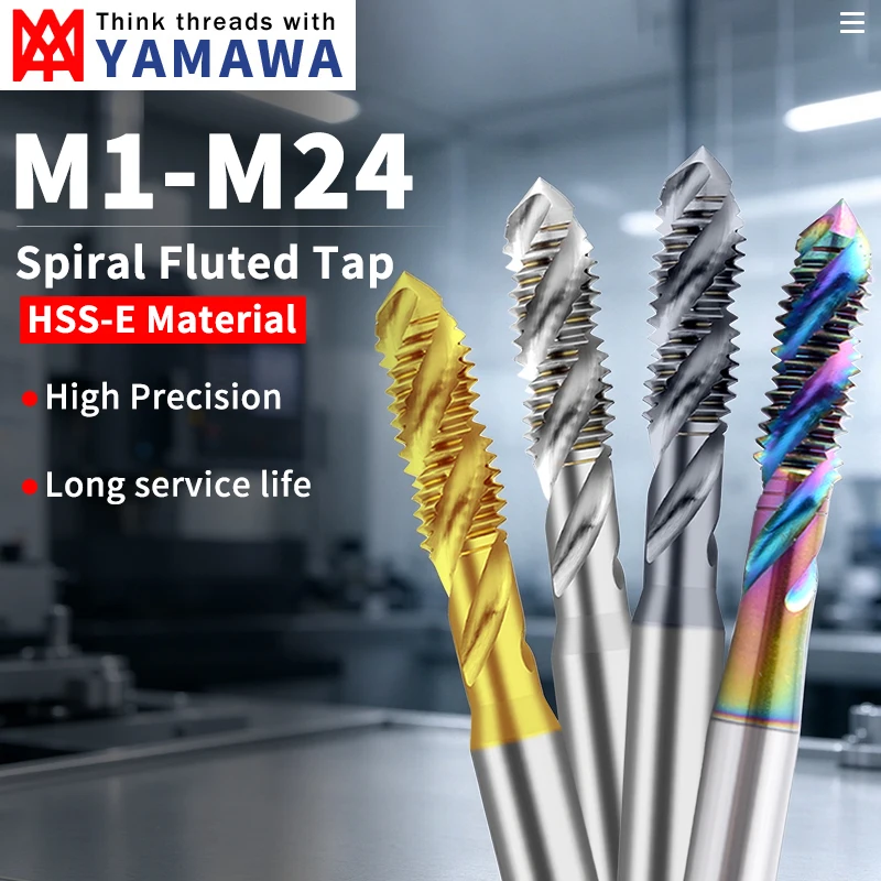 YAMAWA Metric M1-M24 Spiral Fluted Tap For Aluminum/Stainless steel/Steel Screw Thread Taps Machine Tap For Blind Hole Tapping