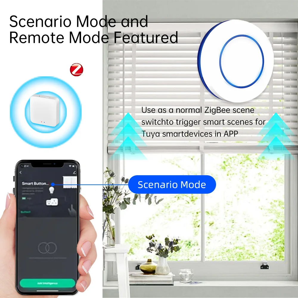 Works with Tuya ZigBee Wireless Push Button Smart Scene Switch Controller Automation Scenario Linkage-Need Zigbee Gateway 1pc image 4
