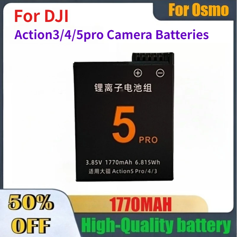 

High-Quality 3.85V 1770mAh Camera Battery for DJI Action3/4/5pro Camera Batteries Accessories Parts Fast Shipping