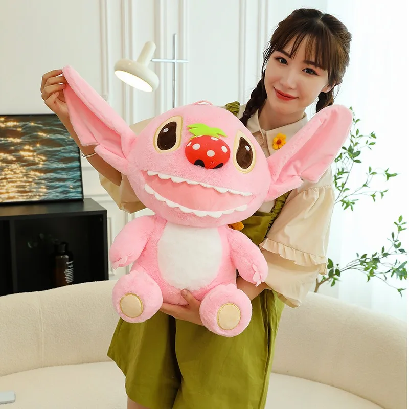 83cm Super Big Size Stitch Anime Plush Stuffed Doll Cartoon Character Image Cute Pink Strawberry Room Decoration Pillow Gift