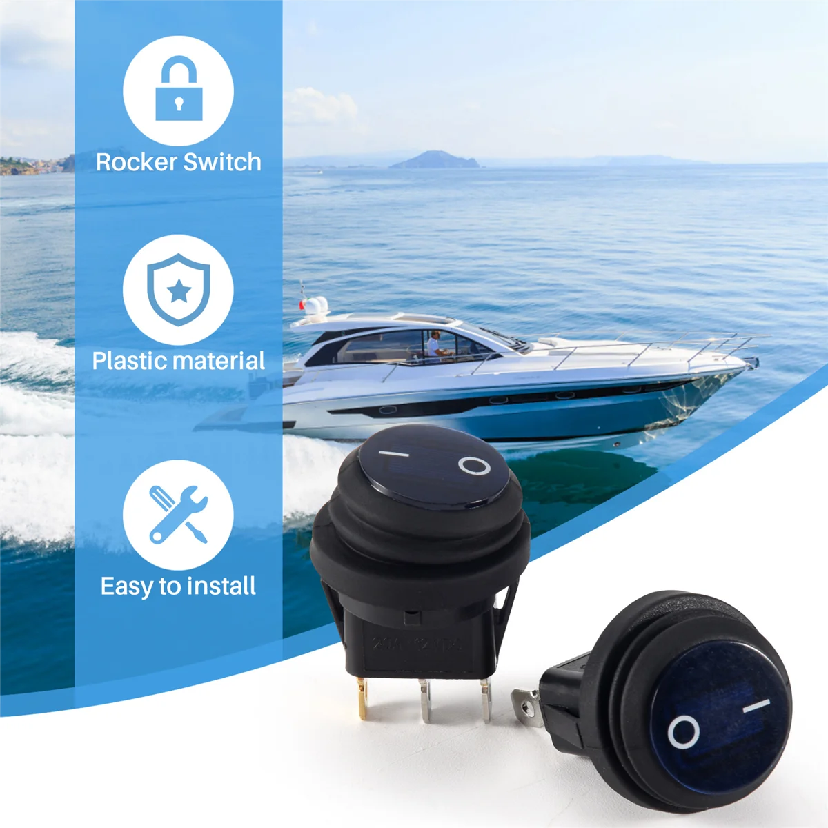 A01G_5pcs 12V 20A مقاوم للماء جولة تشغيل / إيقاف الروك التبديل سيارة السيارات قارب SPST
