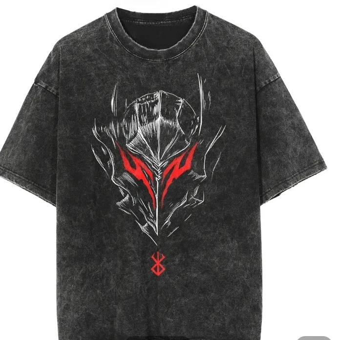 

Jianfeng Printed Animation Retro Washed Old T-shirt Men's and Women's Short Sleeves Loose Printing Crew Neck Street Top