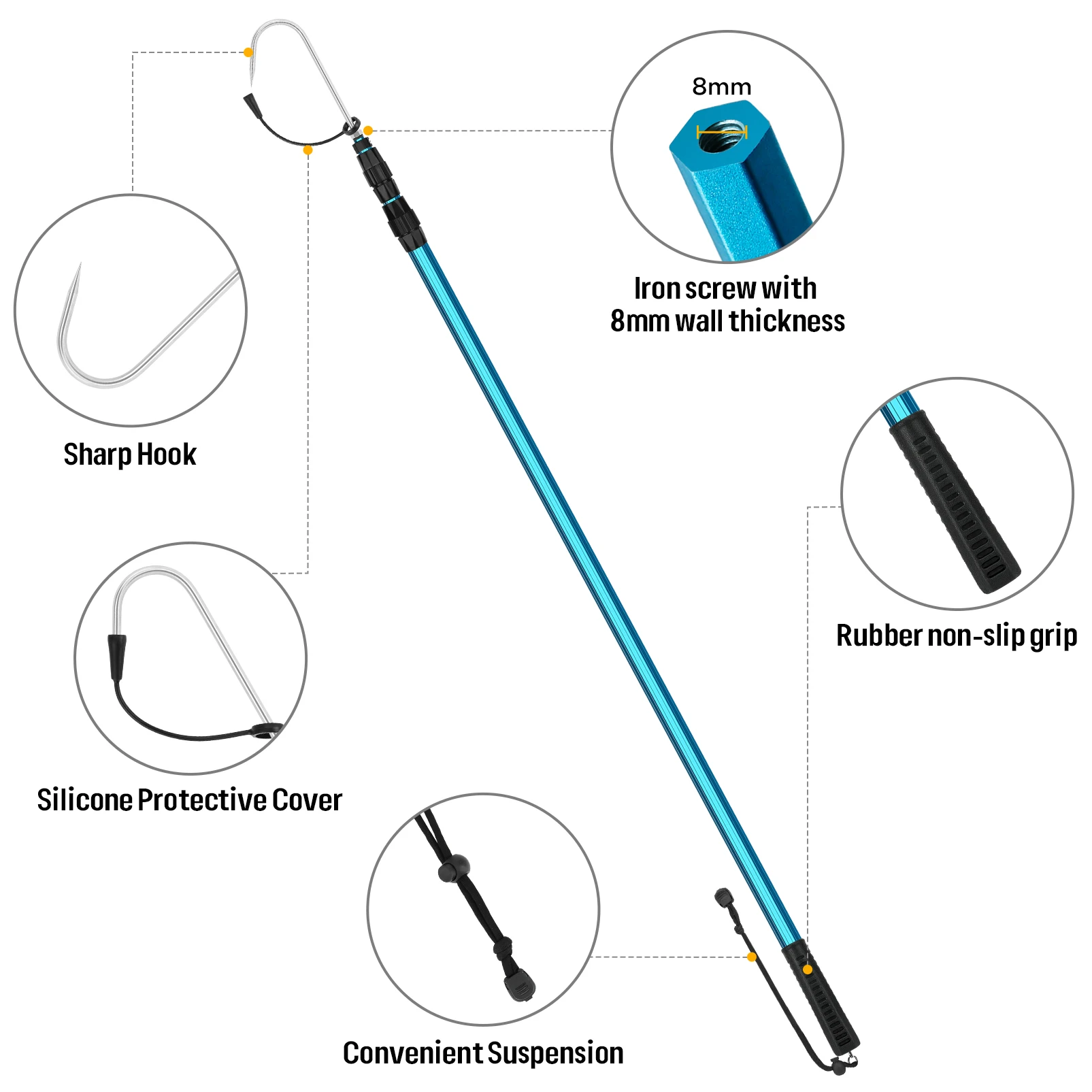 Garfo telescópico SAN LIKE – Acero inoxidable para pesca en barco - imagen 4