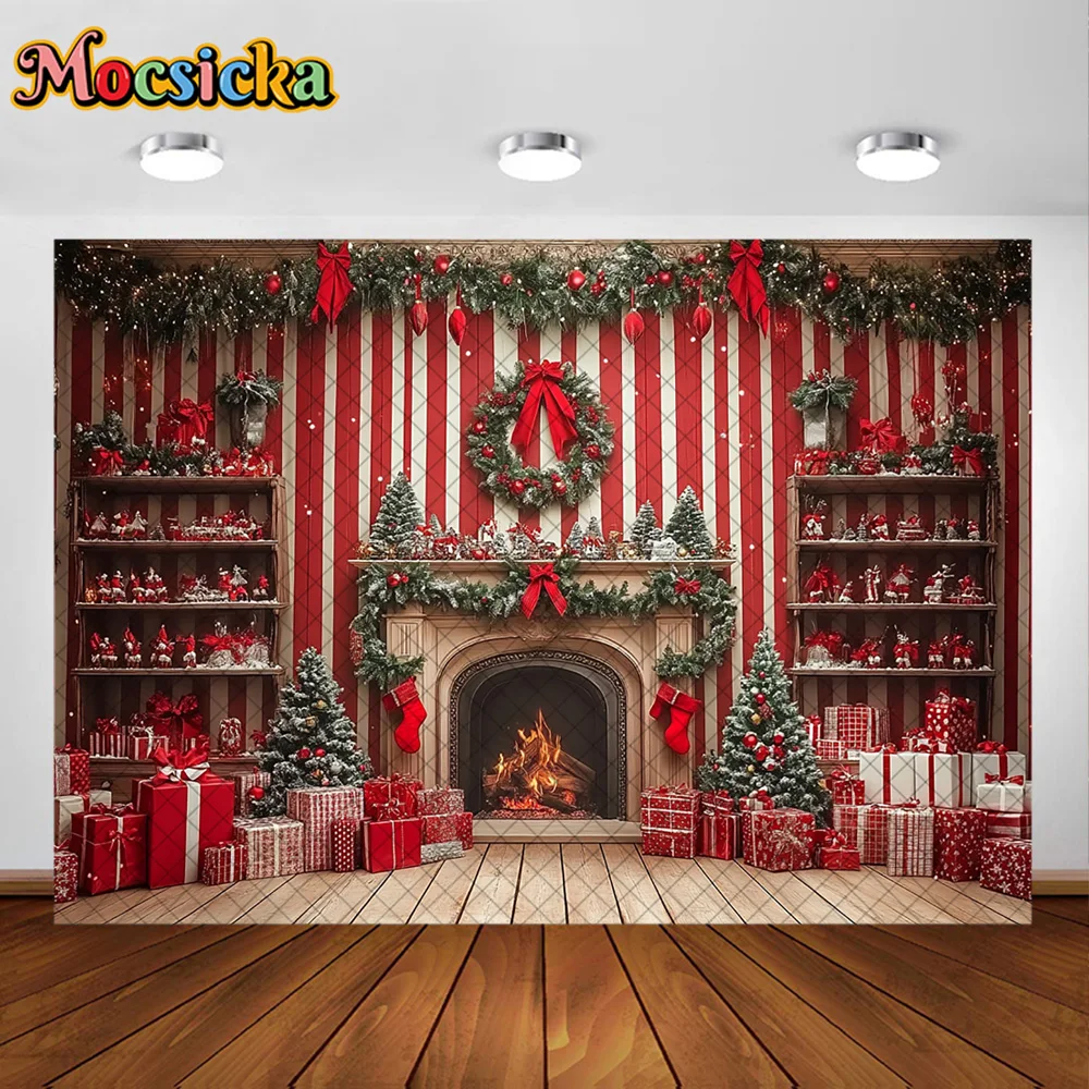 Mocsicka التصوير خلفية هدية الكريسماس الموقد غرفة الديكور الأسرة عيد الميلاد عطلة صورة الخلفيات للصور