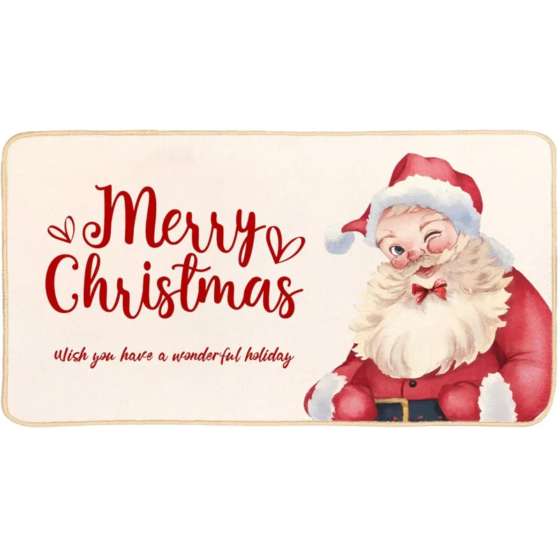 Christmas door mat welcome mat cute Santa Claus kitchen bathroom floor mat 61X90cm