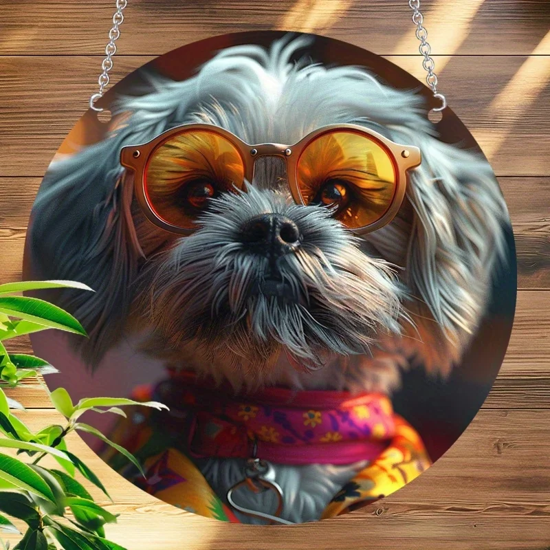 Stylish Dog Rocking Acrylic Sun Catcher for Garden and Home Decor, Hanging Decorations, for Windows, Porches, Etc