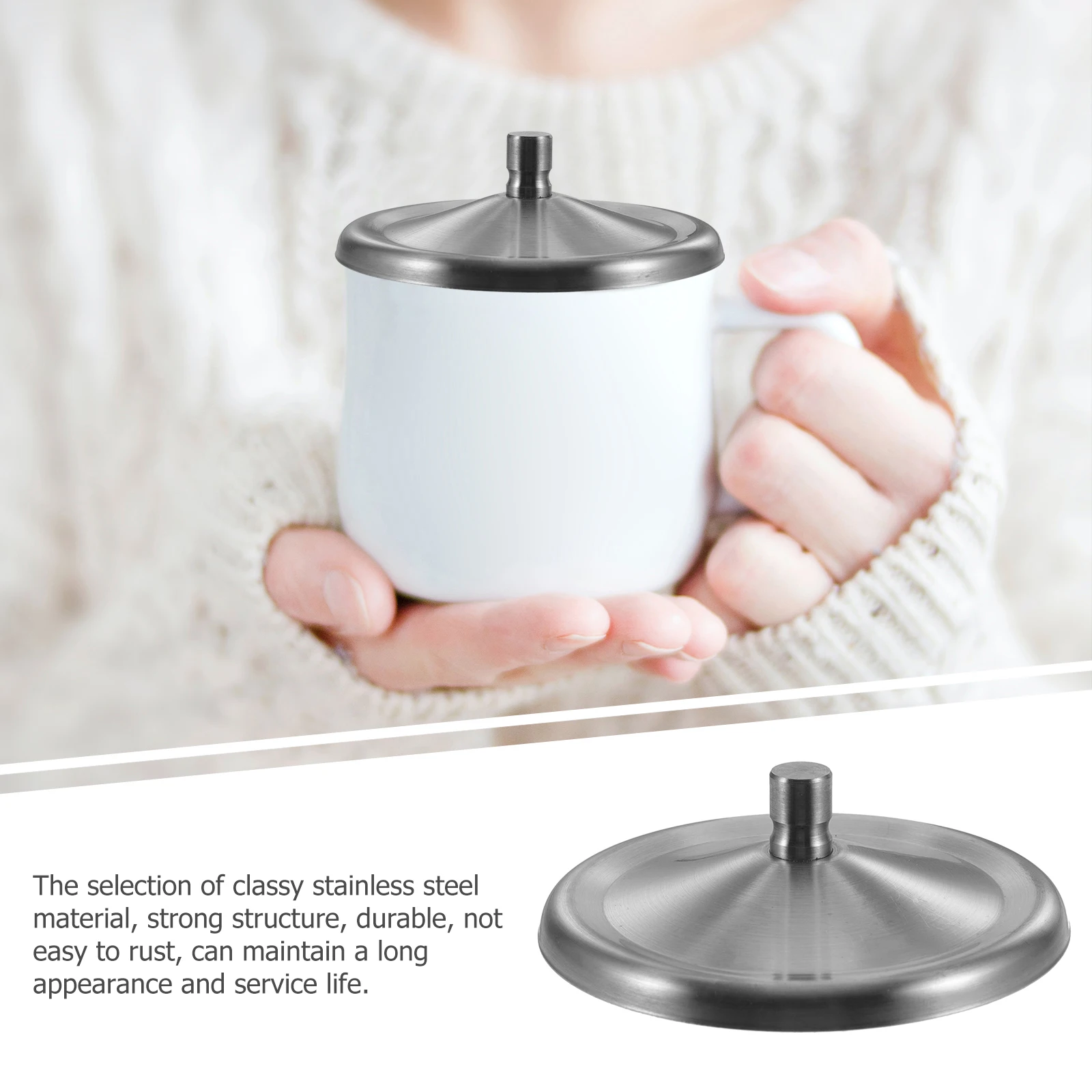 2 قطعة غطاء كوب من الفولاذ المقاوم للصدأ غطاء كوب عالمي قابل لإعادة الاستخدام للمياه أكواب شاي القهوة مانعة للتسرب للسفر والمكتب المنزلي