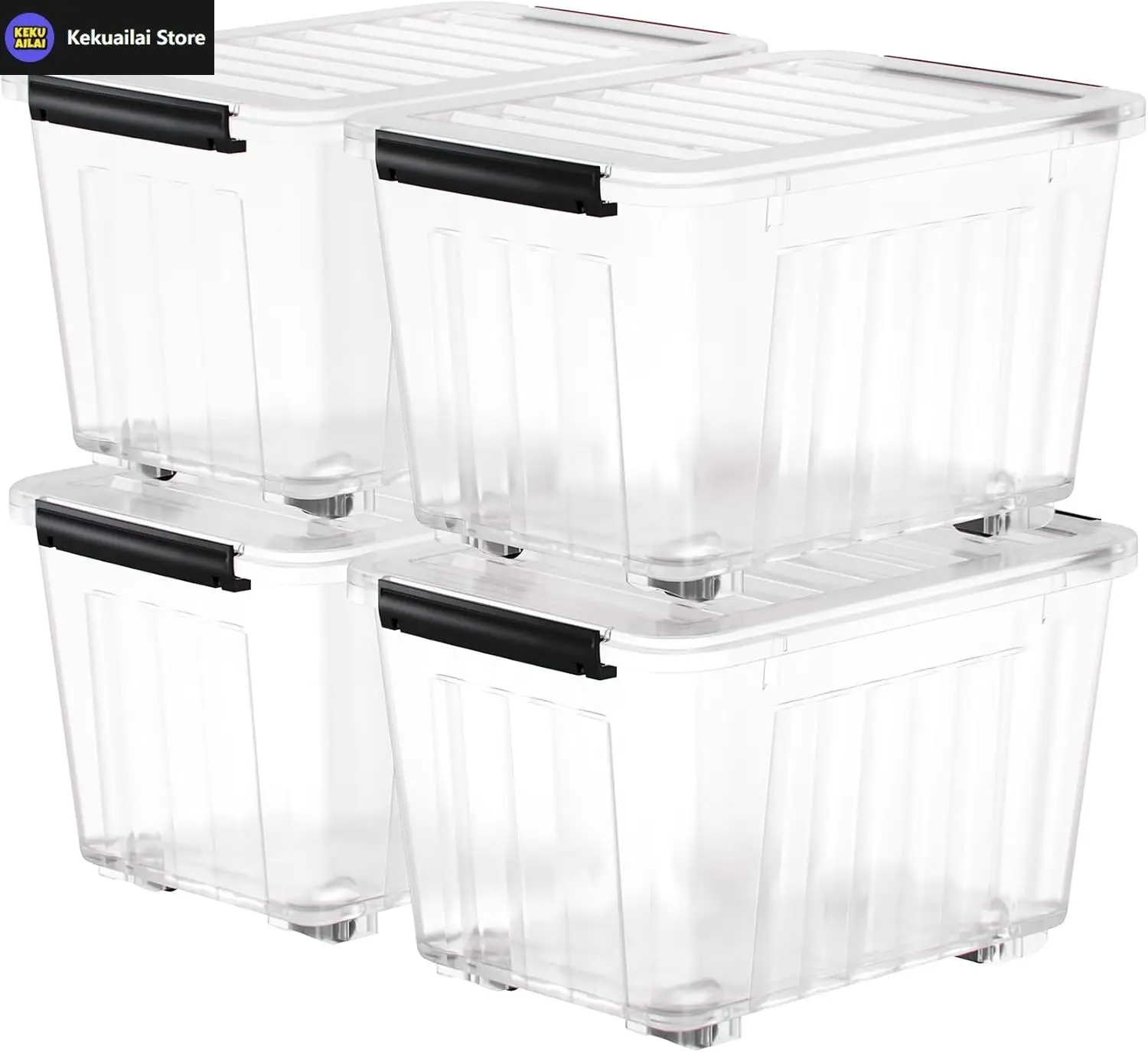 

97 Quart Plastic Storage Bin, Stackable and Nestable Storage Boxes with Lids and Secure Latching Buckles