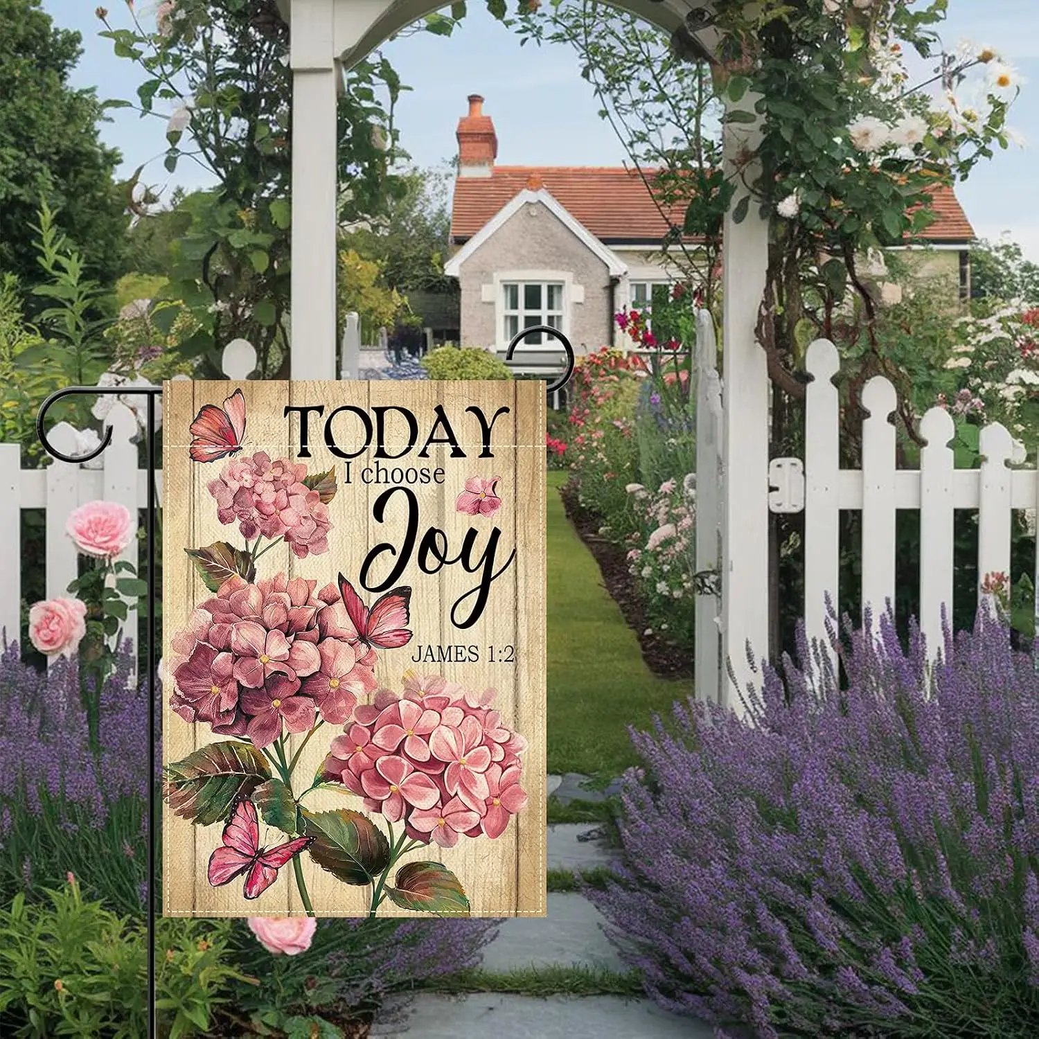 Today I Choose Joy Garden Flag 12x18in James 1:2 Christian Scripture Pink aaz