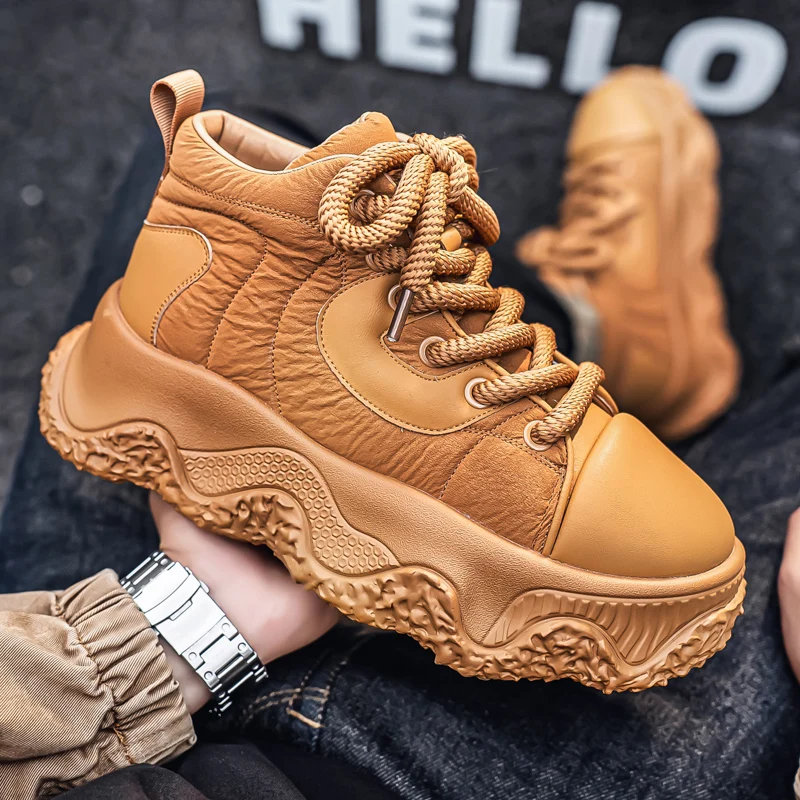 

Осень/зима 2026, новые модные повседневные туфли на толстой подошве, увеличивающие рост, универсальные повседневные туфли для мужчин с низким вырезом