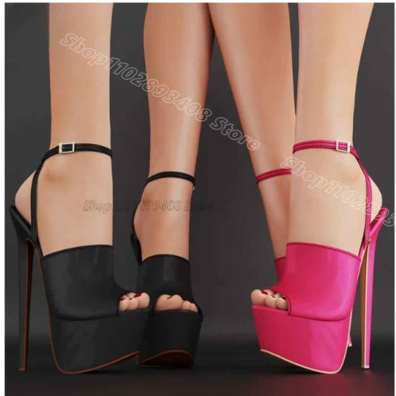 

Rose Red Stiletto Sexy Sandals Open Toe Ankle Buckle Summer British Style Party Women Elegant Shoes 2025 Zapatos Para Mujere