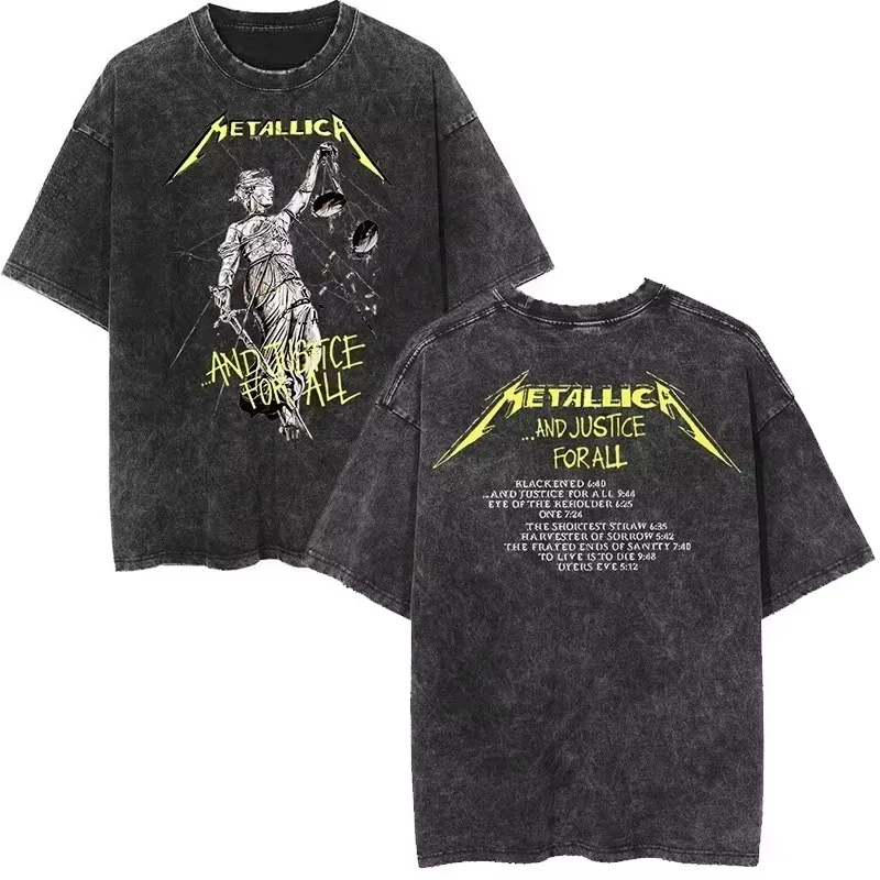 2026 Summer Rare Metallica Rock Band's Vintage Washed T-shirt Is Retro High-end Luxury Is for Both Men and Women Y2k T shirts