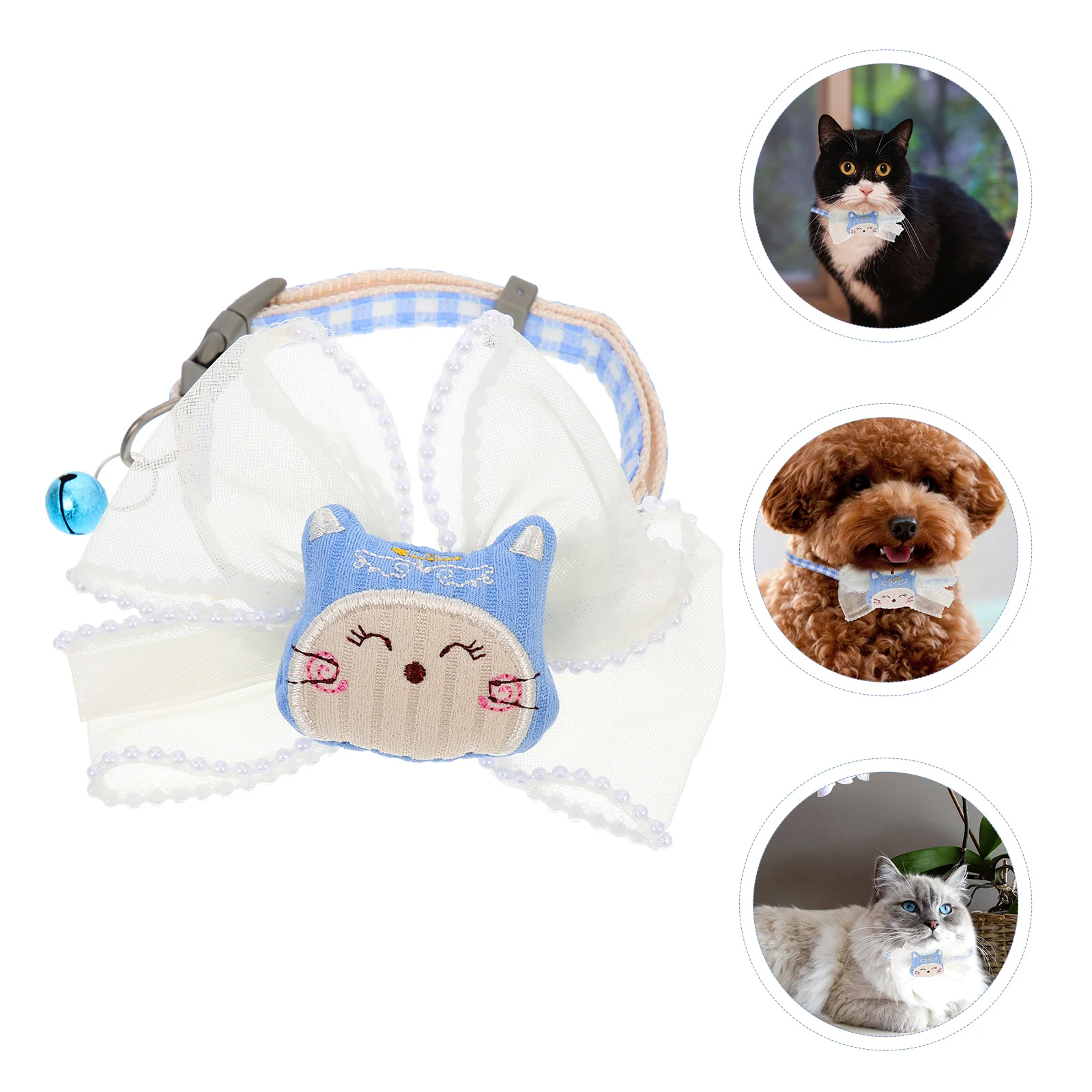 

Creative Cat Collar Adorable Kitten Necklace Wear resistant Bow Tie Accessory Stylish Photo Durable Polyester Material