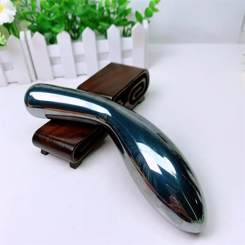 

Large Size Natural Terahertz Crystal Massage Penis Wand Gemstone Yoni for Women Health Smooth Polished Fengshui Decor 18cm