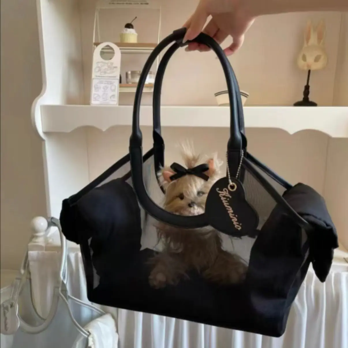Bolsa transporte malla transpirable gatos y perros pequeños para viaje - imagen 4