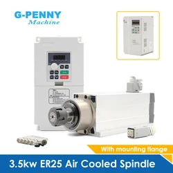 G-Penny 3.5kw ER25 Air Cooled Spindle Kit 300hz 4pcs Ceramic Ball Bearings Square Spindle ER25 Collet & 4.0kw Frequency Drive