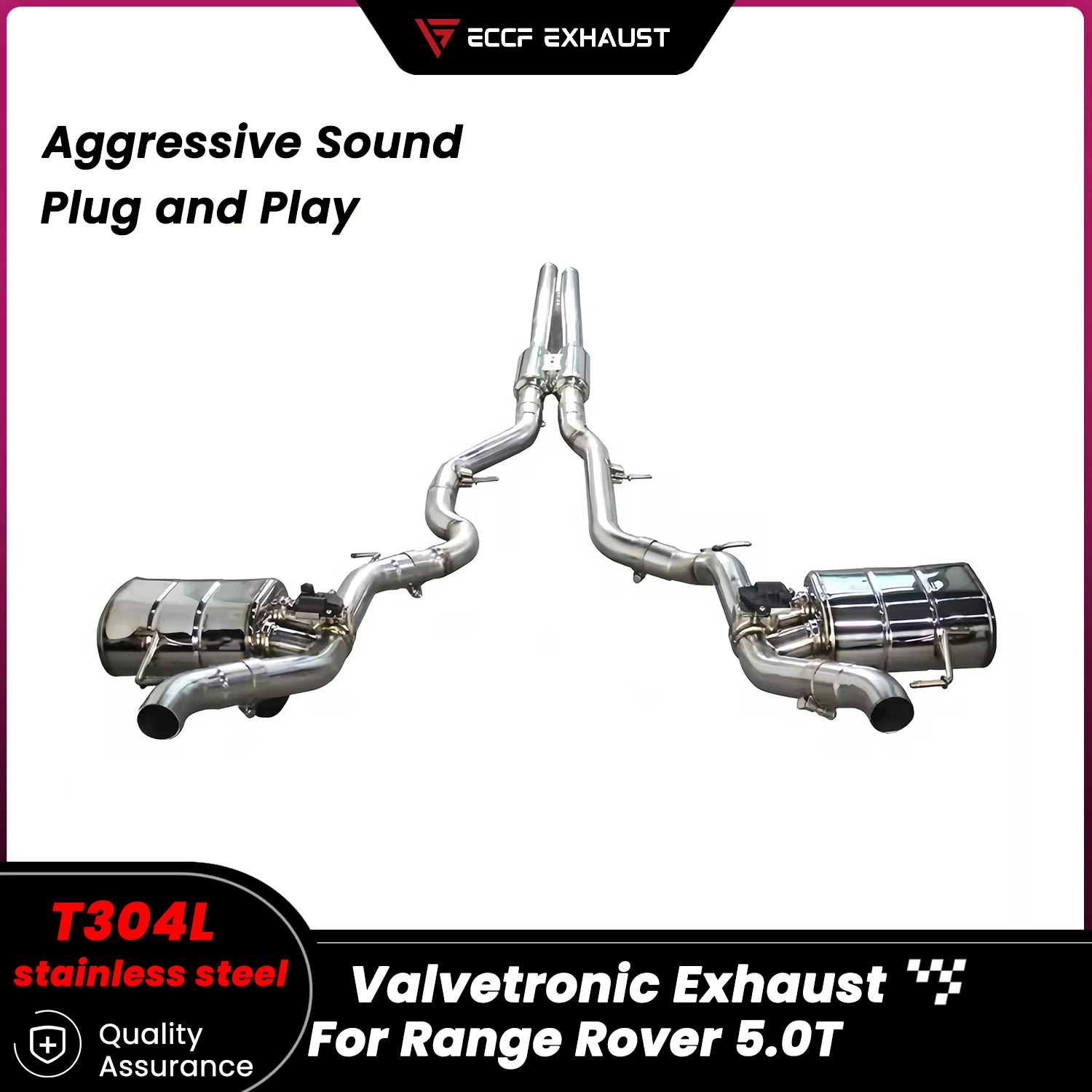 Sportieve Valvetronic roestvrijstalen Catback-uitlaat voor Range Rover 5.0T Vrij verstelbare geluidsregeling Eenvoudige installatie
