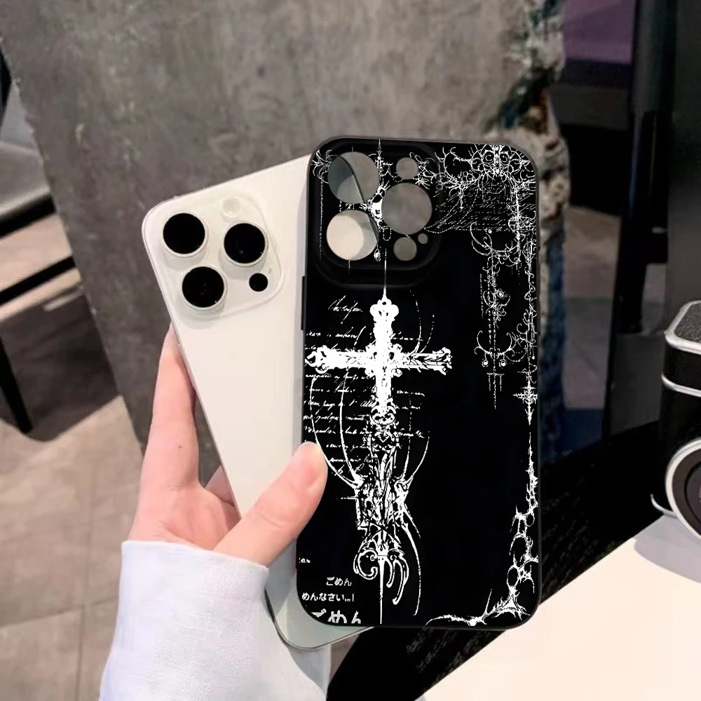 Cool Black Gothic Cross Phone Case For Xiaomi Mi 15T 15 14T 13 12 12T Poco X7 X5 F5 F7 M5 M7 X4 M4 M3 Lite Ultra Pro 4G 5G Back - view 5