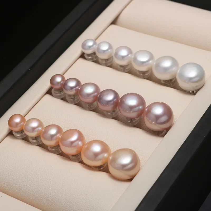 1pair 6-12mm Real Natural Freshwater Pearl Earrings AA Grade Elegant Jewelry White Purple Pearls Ear Studs Earrings Women Female