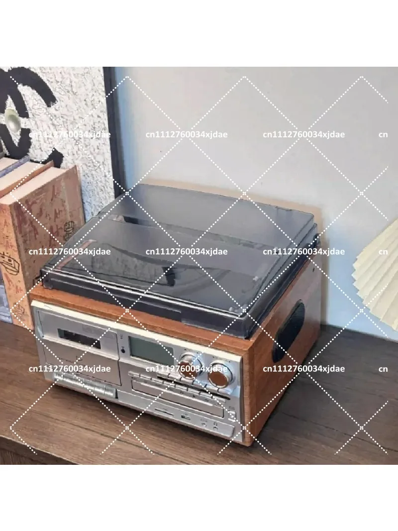 3-Way Retro Turntable Music Player with BT CD Tape Compact Home Sound System