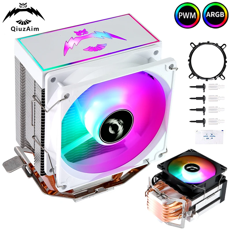 

QiuzAim argb 90 мм вентилятор 4-контактный/ШИМ 6 тепловых трубок Радиатор ПК Процессор с воздушным охлаждением am3 am4 кулер установка LGA115x 1200 1700 AMD i5