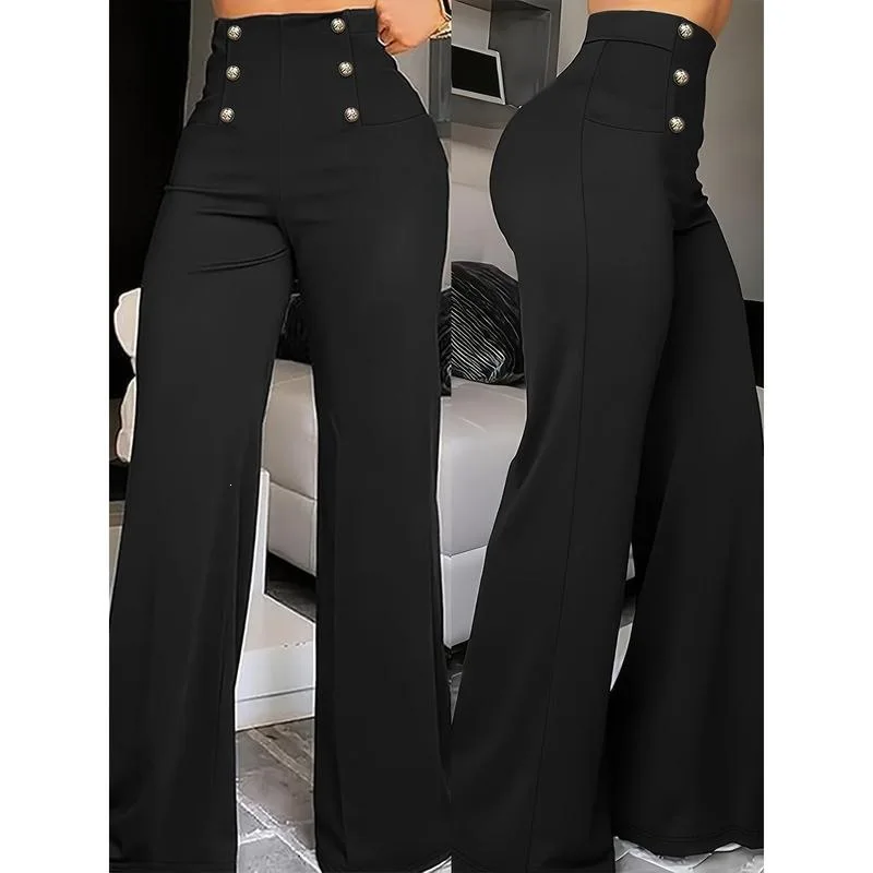 

Double Breasted Flared Pants Slim Fit Bell Bottom Casual Trousers Neutral Style Harem Pants for Women And Men