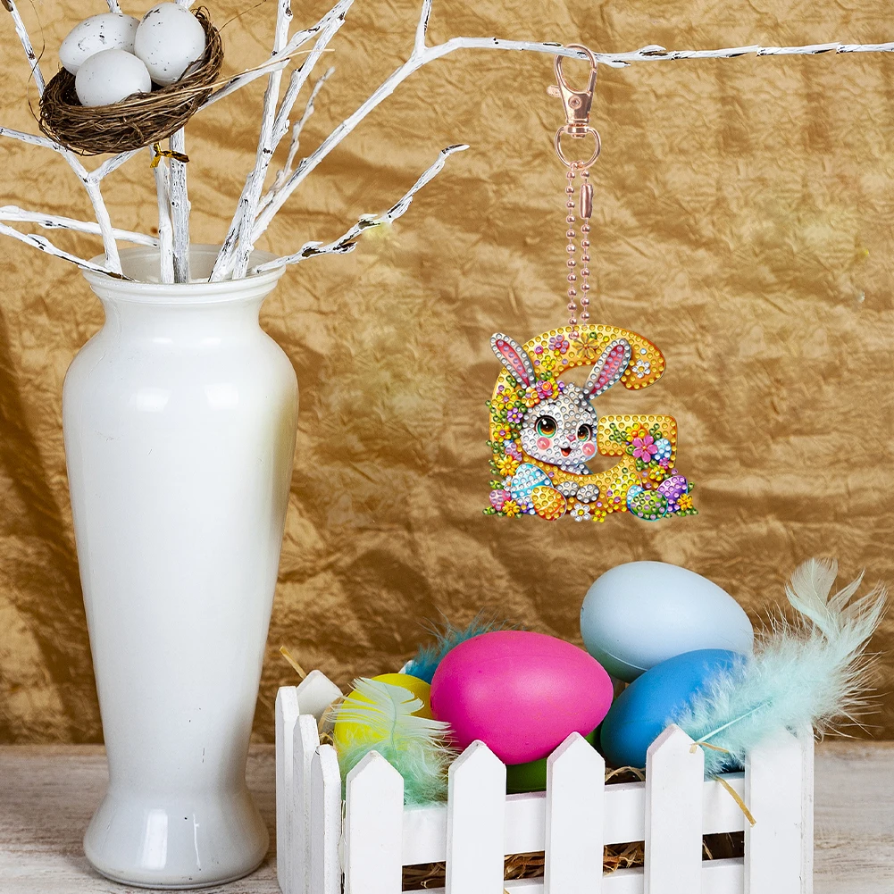 عيد الفصح الماس اللوحة المفاتيح مجموعات مزدوجة الوجهين الماس اللوحة على ظهره قلادة للبالغين حلقة رئيسية الفن قلادة ديكور #5