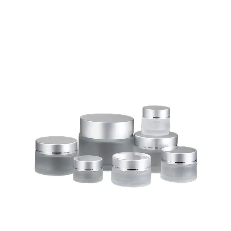 Bouteille de crème en verre réutilisable, mini pot africain, couvercle intérieur de maquillage, récipient pour baume Jules, argent, masque cosmétique, vente en gros, 5g, 30g, 50g, 100g