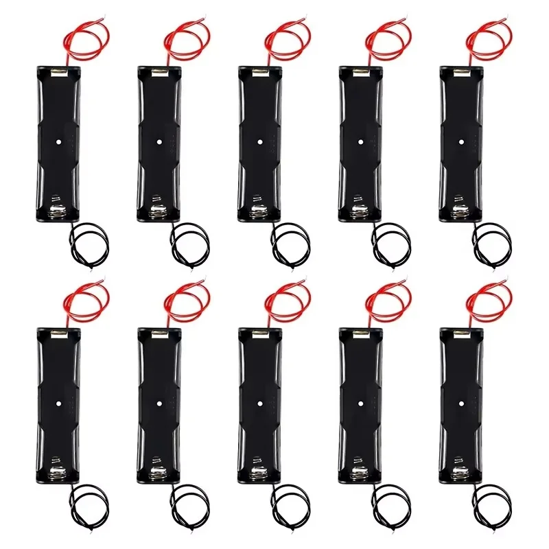 10pcs 18650 Battery Case Holder With Wire Lead Rechargeable 3.7V Li-ion Battery DIY Storage Box 18650 1 Slot Cell Battery Holder
