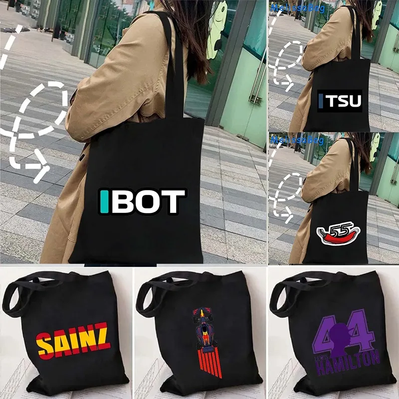 Racing F1 Formula Taschen One Daniel Ricciardo Lando Norris Carlos Racer Geschenke Canvas Schultertaschen Tasche Harajuku Shopper Handtaschen