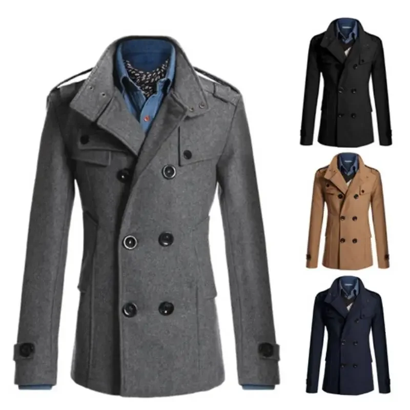 New Coat High Quality Men\'s Jackets Spring And Autumn Woolen Jacket For Men Overcoat for Male Double Breasted Coat Coat For Men