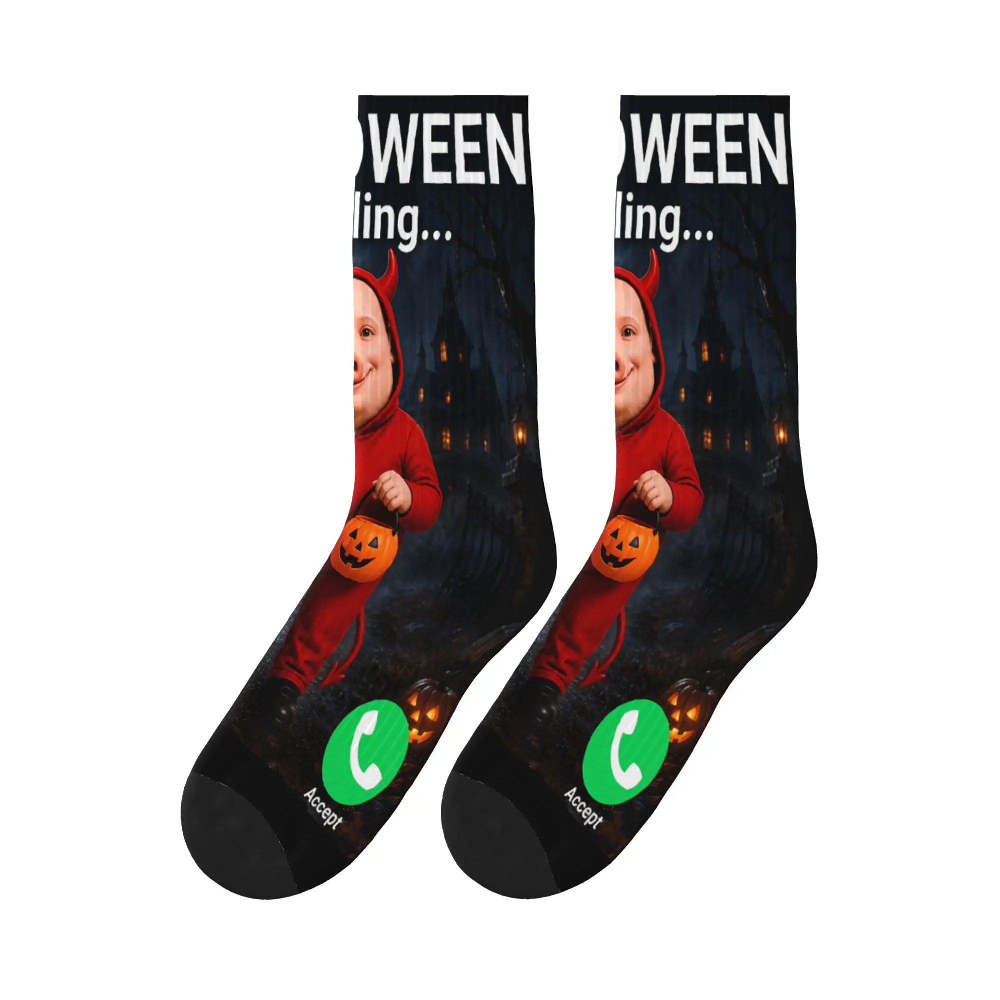 Halloween John Pork Socks  Graphic Stockings Anti Sweat Unisex Men Socks Warm Soft Winter Gothic Skateboard Socks