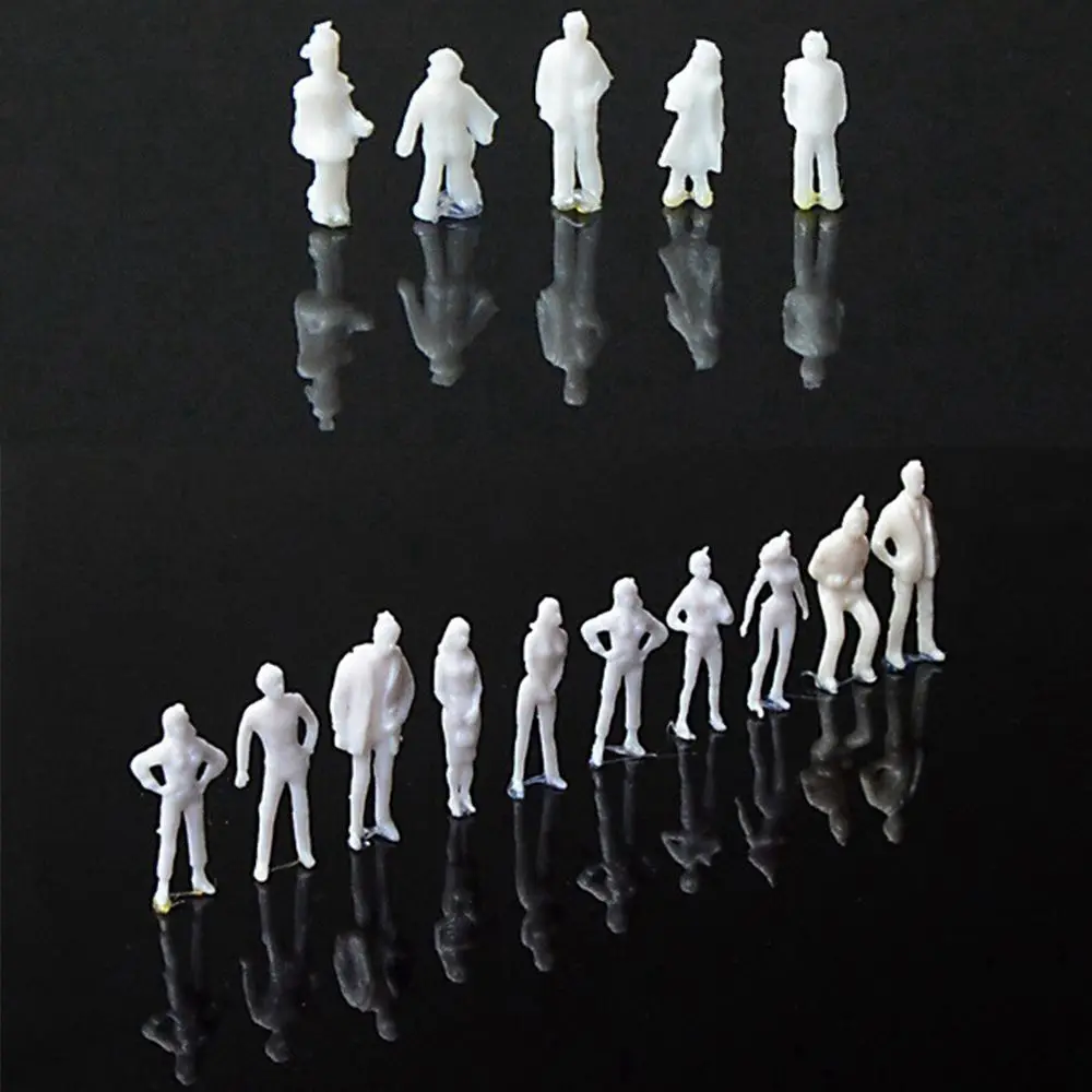 10/50Pcs ABS Plastic White Miniature People Figures Set 1:50/75/100/150/200 Scale Model DIY Character Mixed Pose Kids Toys