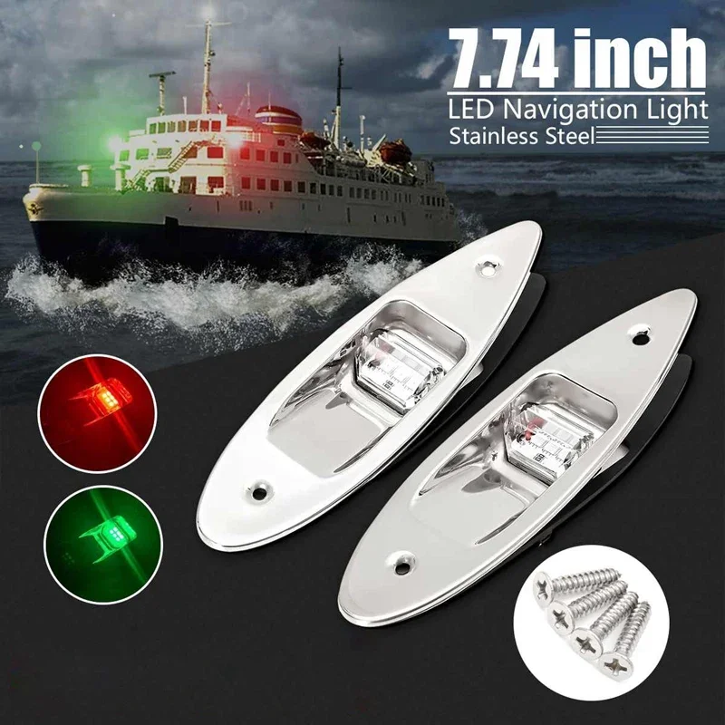 B-M 2Pcs Boat Light LED 12V Navigation Light Waterproof Red Green Marine Light Yacht Sailing Signal Lamp