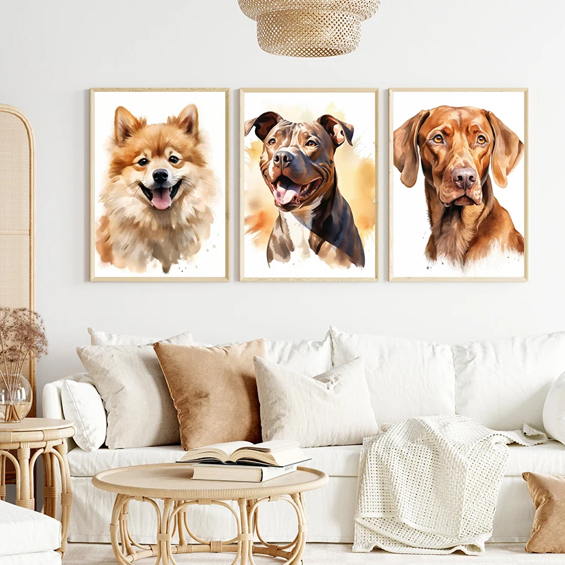 1pc frameless Canvas Painting Welsh Corgi Bulldog German Shepherd Labrador Rottweiler Poster Print Wall Art Pictures Canvas Pain