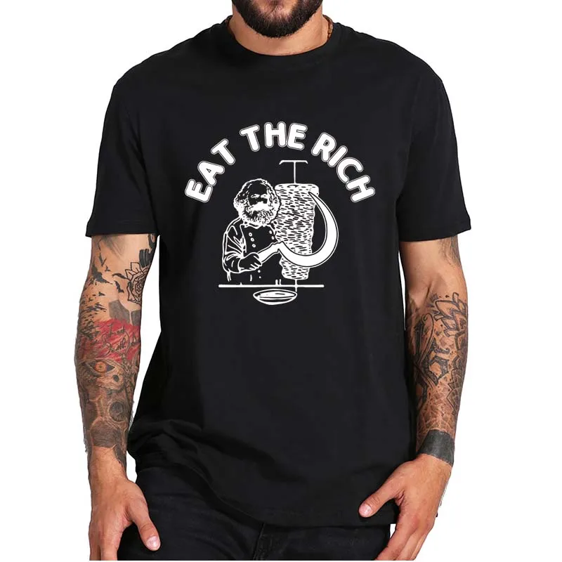 

Karl Marx Eat Doner Kebab Rich Socialism T-Shirt Sarcastic Eat The Rich Basic Unisex Summer Tee Tops 100% Cotton EU SizeF