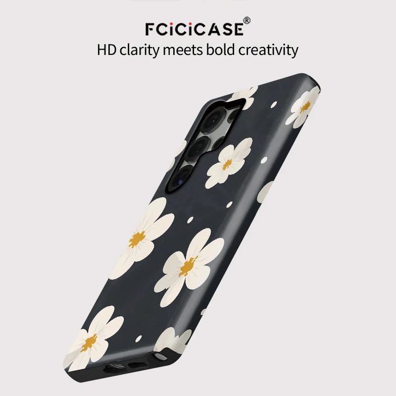 Fcicicase زهرة جراب هاتف لسامسونج غالاكسي S25 الترا 5G S 25 S24 S23 زائد S20 FE A36 A56 A16 A26 الاكريليك طبقة مزدوجة غطاء