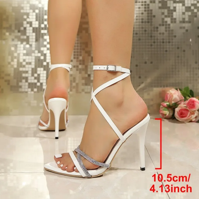 

Женские босоножки на каблуке больших размеров, лето 2026, сексуальные, с открытым носком, на ремешках, с ремешком на щиколотке, модные, элегантные, с пряжкой, на тонком каблуке