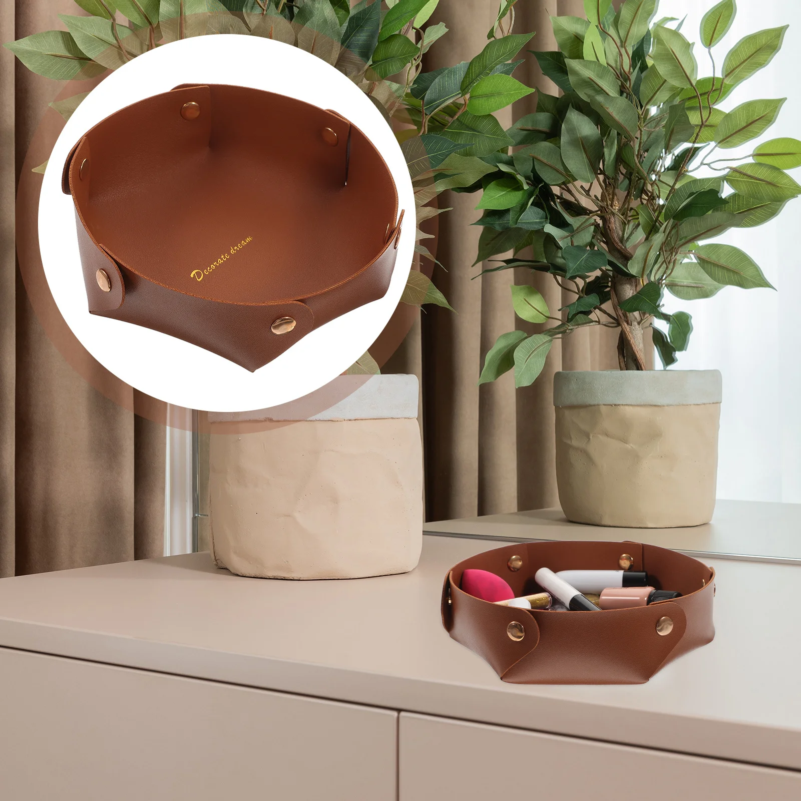 علبة صندوق تخزين المفاتيح للمفاتيح والعملات المعدنية والمجوهرات ومنظم سطح المكتب وديكور المدخل وحامل أشتات متعدد الوظائف #3