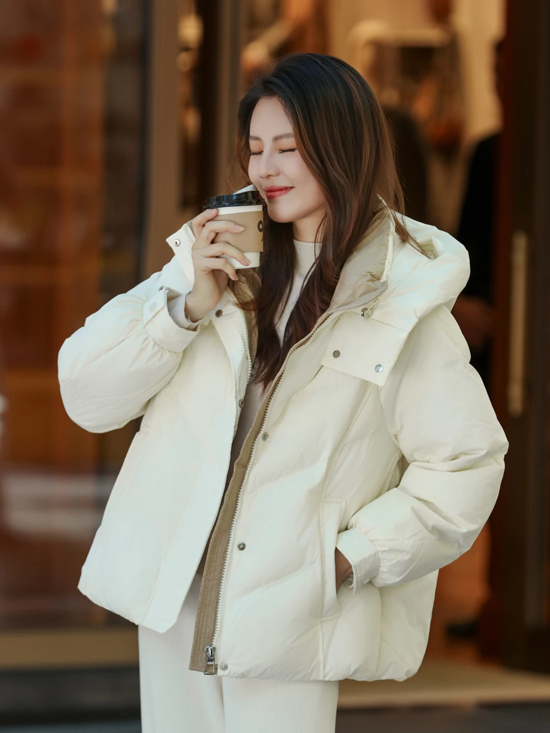 Piumino invernale blu Thiened Jaet da donna Sle coreano Sle Student Faion Cappotto di pane di piccole dimensioni Cerniera in fibra di poliestere