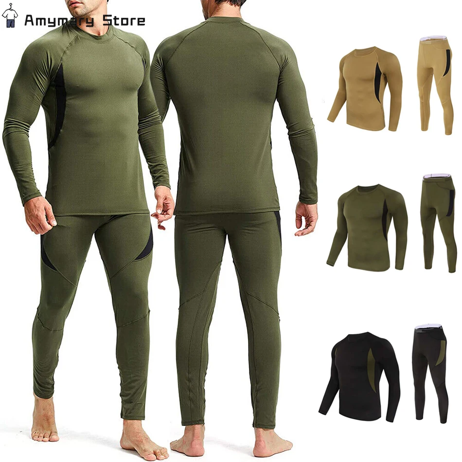 2pcs/Set Tactical Uniform Winter Thermal Underwear Sets Outdoor Quick Drying Tactical Long Compression Fitness Clothing 2024 New